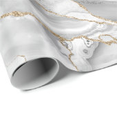 Wit en goudglitteraglaat cadeaupapier (Rol Hoek)