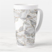 Wit en goudglitteraglaat latte mok (Rechterhoek)