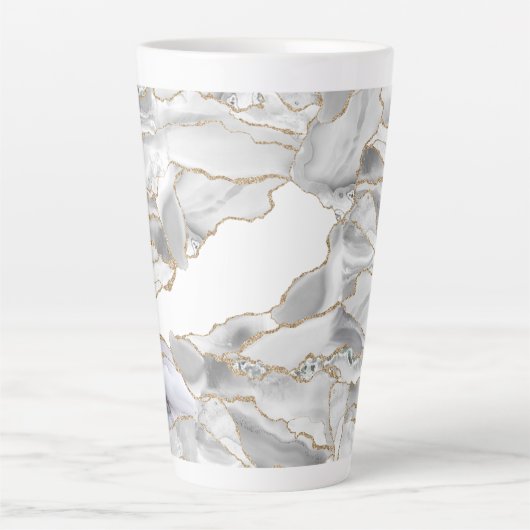 Wit en goudglitteraglaat latte mok (Voorkant)