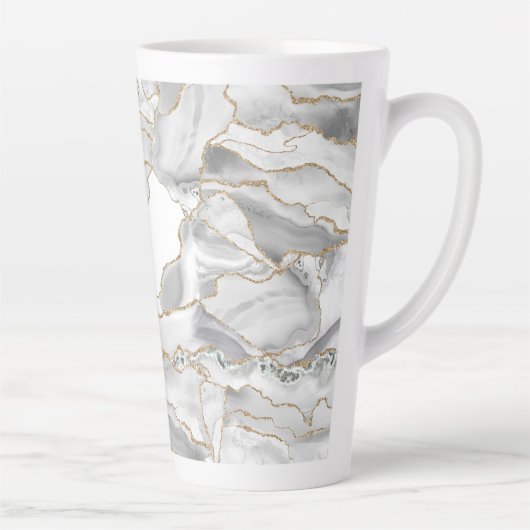 Wit en goudglitteraglaat latte mok (Rechts)