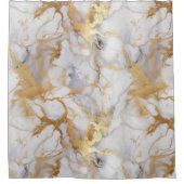 Wit en goudmarmer douchegordijn (Voorkant)