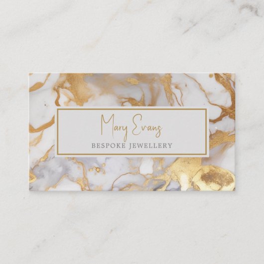 Wit en goudmarmer visitekaartje (Voorkant)