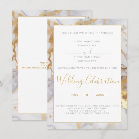 Wit- en goudmarmerwedstrijd kaart (Voorkant / Achterkant)