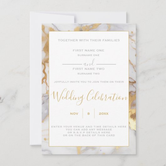 Wit- en goudmarmerwedstrijd kaart (Voorkant)