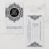 Wit en grijs bloemig Ornament Afsprakenkaartje (Voorkant / Achterkant)