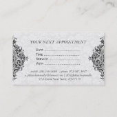 Wit en grijs bloemig Ornament Afsprakenkaartje (Achterkant)