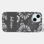 Wit en grijs bloemmotief Case-Mate iPhone case (Achterkant (horizontaal))