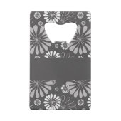 Wit en grijs bloemmotief creditkaart flessenopener (Achterkant)