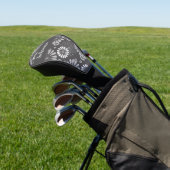 Wit en grijs bloemmotief golfheadcover (Insitu)