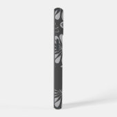 Wit en grijs bloemmotief iPhone 15 case (Rechterkant)