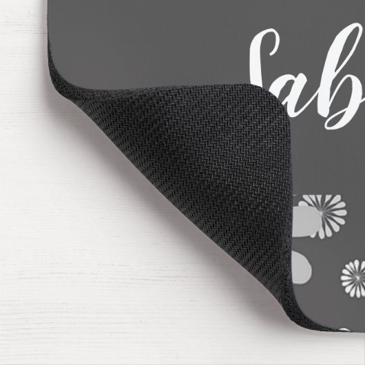 Wit en grijs bloemmotief muismat (Hoek)