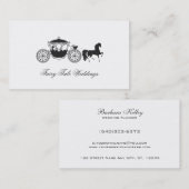 Wit en grijs bruiloft paard & koets visitekaartje (Voorkant / Achterkant)