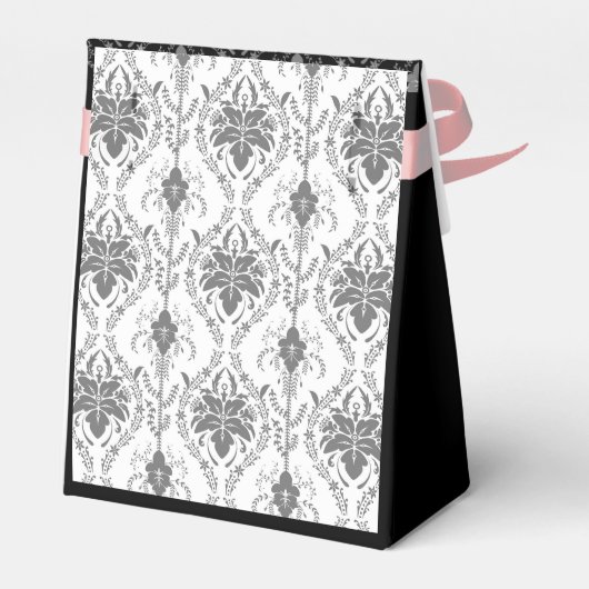 Wit en grijs Damask openwerkpatroon Bedankdoosjes (Achterkant)