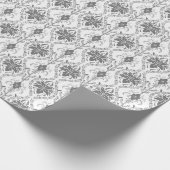 Wit en grijs Damask openwerkpatroon Cadeaupapier (Hoek)