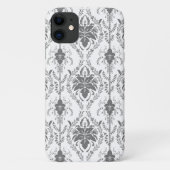 Wit en grijs Damask openwerkpatroon Case-Mate iPhone Case (Achterkant)