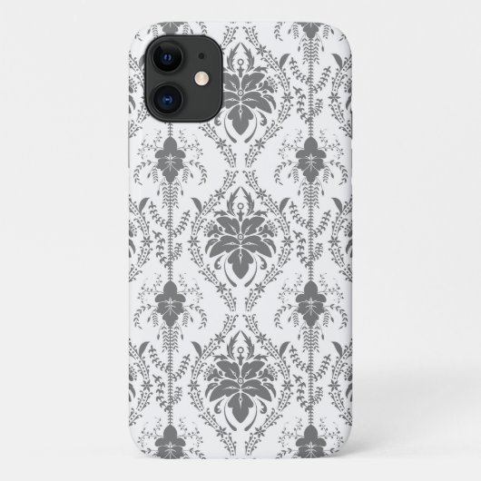 Wit en grijs Damask openwerkpatroon Case-Mate iPhone Case (Achterkant)