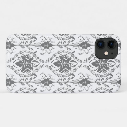 Wit en grijs Damask openwerkpatroon Case-Mate iPhone Case (Achterkant (horizontaal))