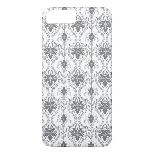 Wit en grijs Damask openwerkpatroon Case-Mate iPhone Case (Achterkant)