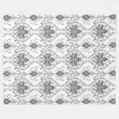 Wit en grijs Damask openwerkpatroon Fleece Deken (Voorkant (Horizontaal))