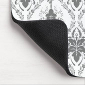 Wit en grijs Damask openwerkpatroon Muismat (Hoek)