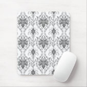 Wit en grijs Damask openwerkpatroon Muismat (Met muis)