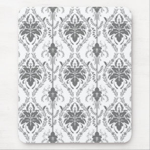 Wit en grijs Damask openwerkpatroon Muismat