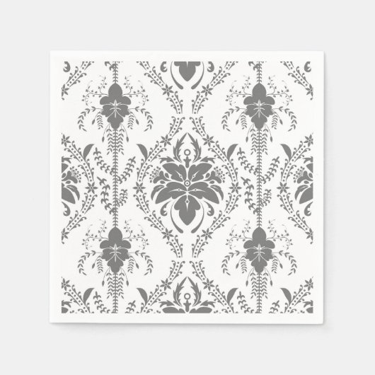 Wit en grijs Damask openwerkpatroon Servet (Voorkant)