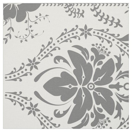 Wit en grijs Damask openwerkpatroon Stof (Swatch)