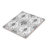 Wit en grijs Damask openwerkpatroon Tegeltje (Zijkant)