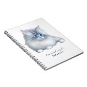 Wit en Grijs Fluffy Furry Kitten Notitieboek (Rechterzijde)