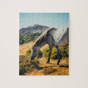 Wit en grijs grazen met zon omlaag legpuzzel