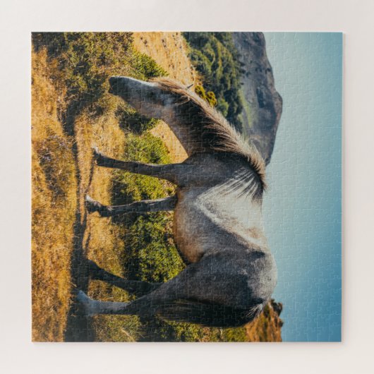 Wit en grijs grazen met zon omlaag legpuzzel (Horizontaal)