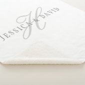 Wit en Grijs | Koppels Namen & Achternaam Monogram Sherpa Deken (3/4)