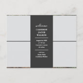 Wit en grijs Manuscript Calligrafie Kollage geboor Aankondigingskaart (Achterkant)