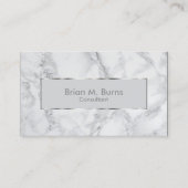 Wit en grijs marmer en metallisch zilverontwerp visitekaartje (Voorkant)