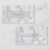 Wit en grijs marmer en metallisch zilverontwerp visitekaartje (Voorkant / Achterkant)