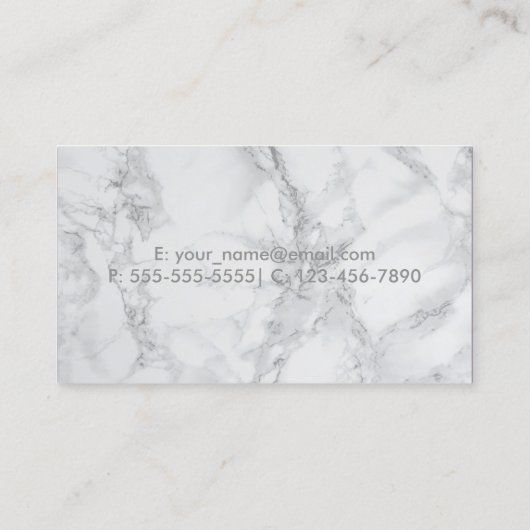 Wit en grijs marmer en metallisch zilverontwerp visitekaartje (Achterkant)
