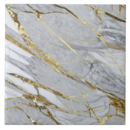 Wit en grijs marmer met gouden accenten tegeltje