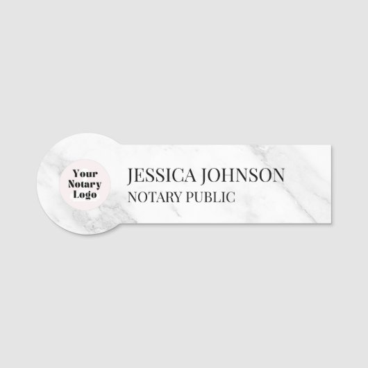 Wit en grijs Marmer Persoonlijk Notarieel Logo Naamplaatje (Voorkant)