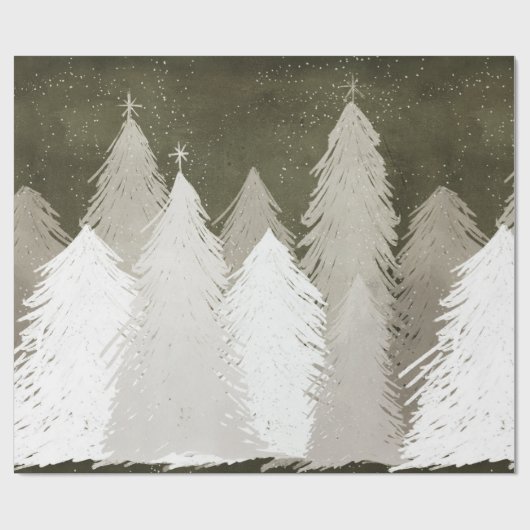 Wit en grijs met sneeuw bedekte pijnbomen Chalkboa Cadeaupapier (Vlak)