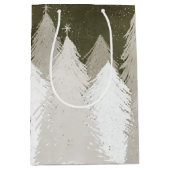 Wit en grijs met sneeuw bedekte pijnbomen Chalkboa Medium Cadeauzakje (Voorkant)