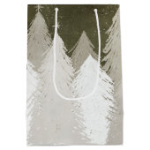 Wit en grijs met sneeuw bedekte pijnbomen Chalkboa Medium Cadeauzakje (Achterkant)