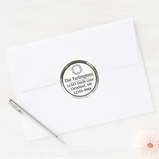 Wit en grijs met sneeuw bedekte pijnbomen Chalkboa Ronde Sticker (Envelop)