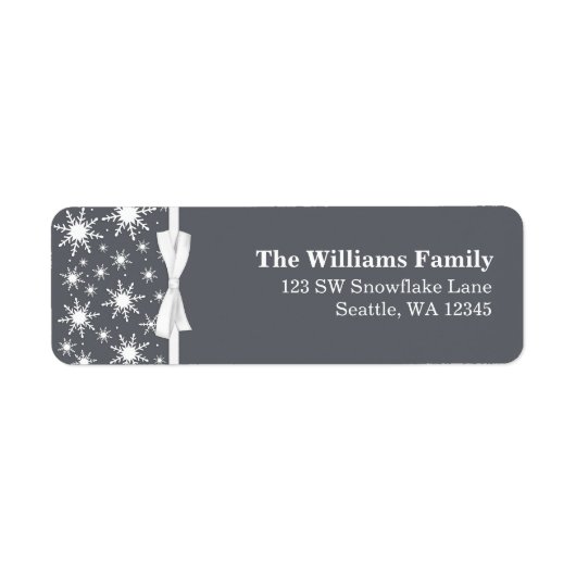 Wit en grijs Snowflakes Klonkeradres Etiket (Voorkant)