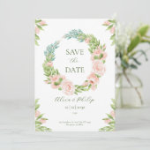 Wit en Groen Aquarel Save the Date Kaart (Staand voorkant)