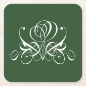 Wit en groen bloeien Roos Kartonnen Onderzetters (Voorkant)