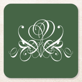 Wit en groen bloeien Roos Kartonnen Onderzetters