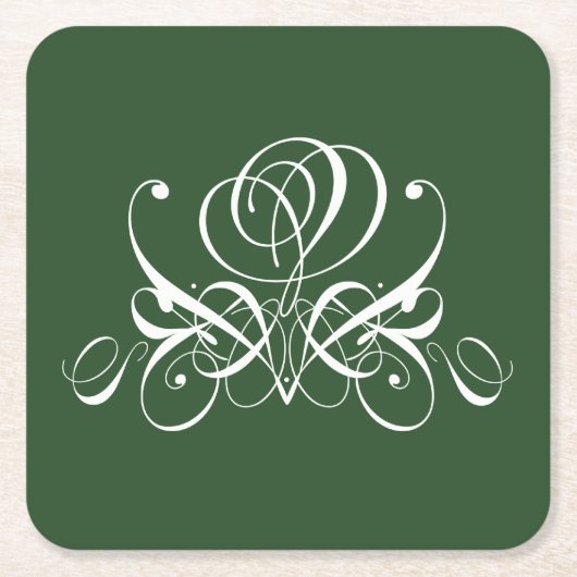Wit en groen bloeien Roos Kartonnen Onderzetters (Voorkant)