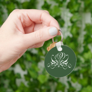 Wit en groen bloeien Roos Sleutelhanger