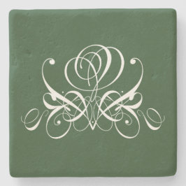 Wit en groen bloeien Roos Stenen Onderzetter